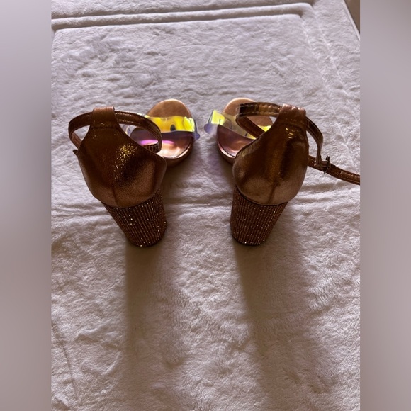 Bella Luna STAN Nude Champagne Bright Rhinestone Chunky Platform Mary Jane Heels - Picture 7 of 16